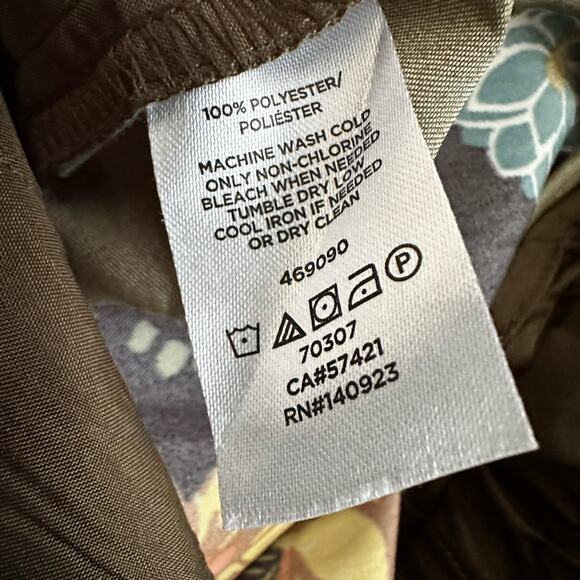 Loft Coral Springs Wide Leg Sateen Olive Green Pants Preppy Colorful Floral Fall - Picture 9 of 9